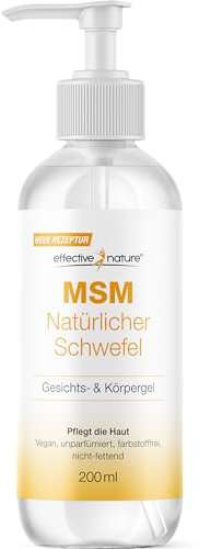 MSM Gel für Gesicht und Körper - 200 ml - Frei von Duft- und Farbstoffen - MSM Lotion ohne Sodium Benzoate - Hochwertiges MSM Schwefel aus den USA