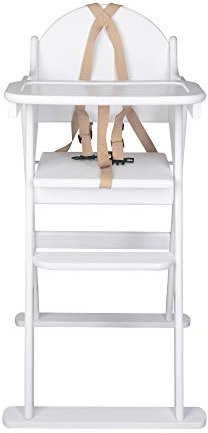 Safetots Deluxe Klapphochstuhl aus Naturholz, Weiß, Hochstuhl für Baby und Kleinkind, Vormontiert, Stilvoll, Praktisch und Platzsparend