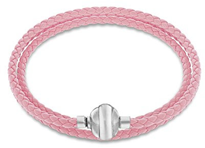 Tuscany Silver Charms Unisex Silber Magnetisch Bettelarmband - Rosa Geflochtenes Leder 60cm/24zoll