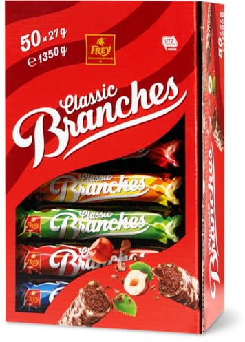Frey Branches Milk Schokoriegel 50er-Pack - Milchschokoladen-Riegel mit Haselnusscremefüllung - Schweizer Schokolade - Großpackung 50 Stück à 27g einzeln verpackt / 1350 g