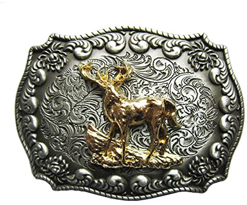 Buckle mit Wolf in 24 ct. Gold, Western, Gürtelschnalle