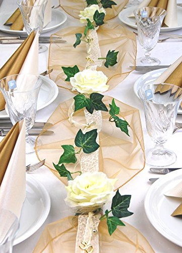 Fibula[Style] Tischdeko Komplett Set Elegance für Goldene Hochzeit 50. Jubiläum für 16-20 Personen in Creme-Gold