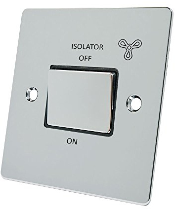 Alliance Electrical FPC3PFANBC 10 A 3-Pole Black Insert Flat Fan Isolator Metal Rocker Switch - Polished Chrome