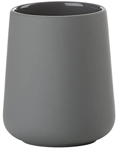 Zone Denmark Nova One Zahnputzbecher, Zahnbürstenbecher aus Keramik mit Soft Touch-Beschichtung, Durchm. 8 cm, Höhe 10 cm, Grau