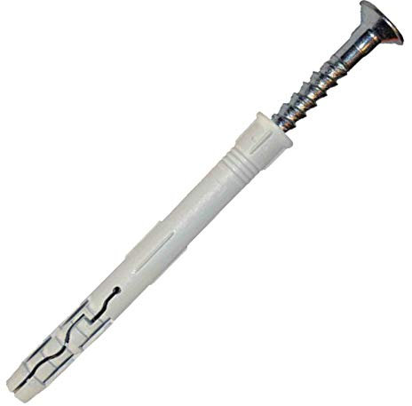 200 Stück PROFI Nageldübel 5 x 50 mm Nylon Schlagdübel Einschlagdübel Dübel vormontiert Senkkopf mit Schraubnagel