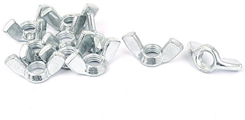 sourcing map 10Pcs Écrou Papillon 3/8 Pouce Métrique Femelle Filetage Ecrou à Ailettes écrou à oreille Argenté