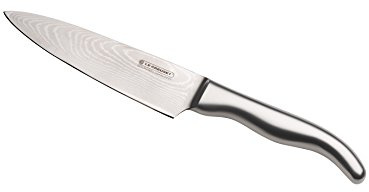 LE CREUSET Cuchillo del chef, 15 cm, Hoja de acero damasco 18 y 8 con borde recto, Mango de acero inoxidable, Inox, 98000315000100