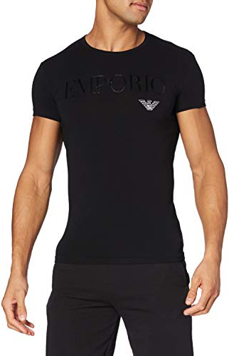 Emporio Armani Essential Megalogo Crew Neck T-shirt Pyjamasöverdel, svart, XL
