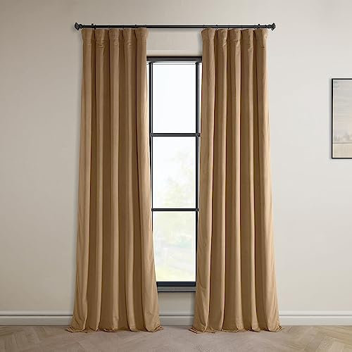 HPD Half Price Drapes Heritage Plush Velvet Curtains 108 Inches Long Room Darkening Curtains for Bedroom & Living Room 50W x 108L, (1 Panel), Spiced Rum
