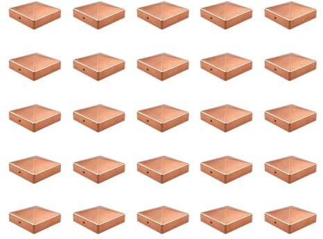 Baumarktplus 25 Stück Pfostenkappe Pyramide Kupfer 7x7 cm | Abdeckkappe für 7x7 cm Pfosten, Produktabmessung 71x71 mm