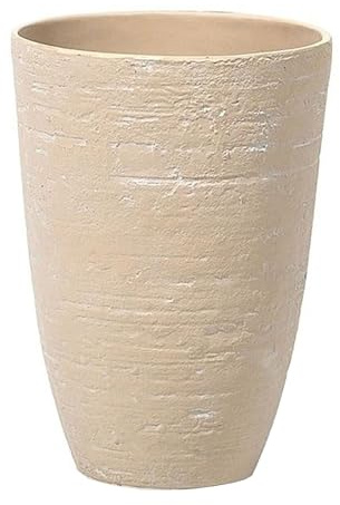 Beliani Petit Cache-Pot Beige en Forme de Vase 35 x 35 x 50 cm Robuste en Pierre et Polyrésine, Pot de Fleurs Idéal pour Extérieur et Intérieur
