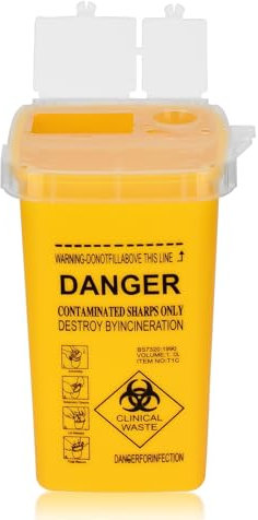 Sharp Container, ATOMUS 1L Tattoo Plastic Sharp Container Tattoo Medical Disposal Biohazard Needle Waste Box Safe Lock Container Tattoo Supplies (1PC, Yellow)