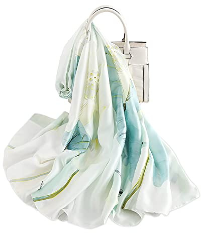 LumiSyne Seidenschal Damen Warm Weich Seidentuch Süß Eleganten Stil Blumenmuster Rose Als Stola Halstücher Pashmina Sonnenschut Kap Ganzjährig