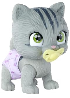 Simba 105953051 - Pamper Petz Katt - Söt Djurbebis med Äta-och-Väta Funktion, Blöja med Färgförändringsfunktion, Magisk Tass samt Tre Överraskningar, 15 cm, Från 3 år