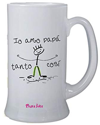 Regali Pazza idea Boccale Birra Decorato Io Amo papà - 500ml - Vetro - Stile Elegante - Regalo Festa - Collezione papà