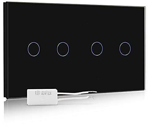 BSEED Interruttore dimmer a LED, dimmer touch, 2 vie, 1 via, con interruttore touch screen, funzionamento con dimmer LED, colore nero