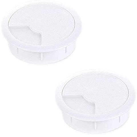 sossai® Kabeldurchführung KDM2 (2 Stück) | Kabeldurchlass/Schreibtischkanal für Schreibtische, Büro & Arbeitsplatten | Farbe: Weiß | Durchmesser: 60 mm | Material: Kunststoff