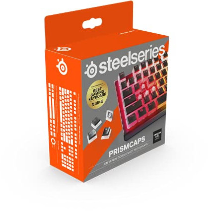 SteelSeries PrismCaps – Double Shot Pudding-style Keycaps – Durable PBT Thermoplastic – Compatible with Most Mechanical Keyboards – MX Stems – Black (US Layout)