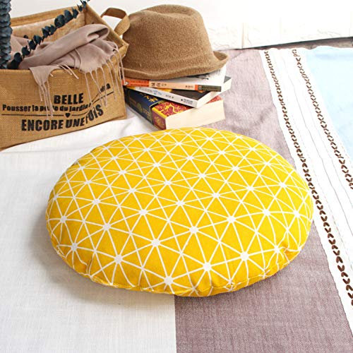ZZZYZ Runde Cord Komfürt Bodenkissen Volltonfarbe Atmungsaktiv Sitzkissen Große Verdicken Tatami Meditationskissen Für Yoga Wohnzimmer Balkon-Gelb 60cm(24inch)