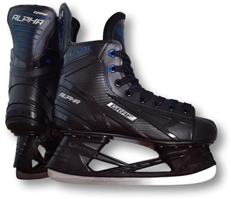 Schlittschuhe Alpha GRAF Erwachsene Senior Freizeit Hobby Eishockey schwarz/blau Unisex Ice Skates (45)