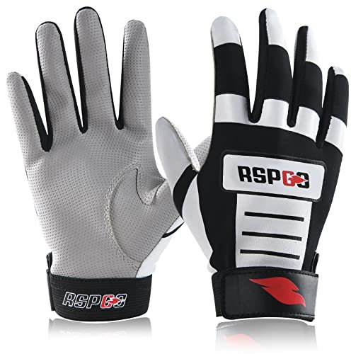 RSPGO Baseball- und Softball-Schlaghandschuhe für Kinder mit super griffiger Passform, klassisches Schwarz, XS/S