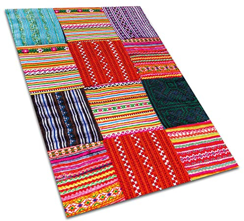 Decormat Teppich Vinyle Außenteppich Wetterfest Rot Outdoor Terassen Gartenteppich Wasserfest 100x150cm - Türkisches Patchwork.