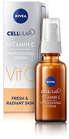NIVEA Cellular Vitamin C Professional Serum (30ml), Hydrating Serum Refreshes and Smooths Skin, 24H Moisturising Anti-Wrinkle Serum, Face Care Products for Glowing Skin