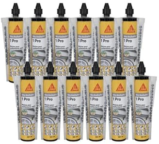 Lot de 12 résines de scellement chimique rapide SIKA Anchorfix-1 Evolution - Gris - 300ml
