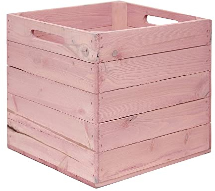 Holzkiste Aufbewahrungskiste passend für alle Kallax Regale und Expedit Regale Kallaxysteme Weinkiste Obstkiste Regalkiste Maße 33x37,5x32,5cm Einsatz Einschubkiste Spielzeugkiste (Rosa)