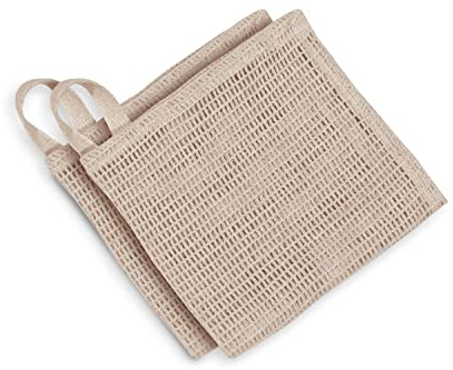 Bean Products Hemp & Organic Cotton Washcloth, Open Knit, 10” x 12”, 2 Pack