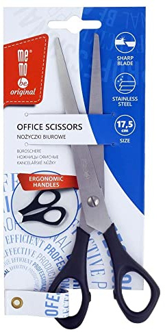 Amex Mebobe kontorssax – mångsidig kontorssax i rostfritt stål med bekvämt handtag – sax rostfri – multifunktionssax – design universalsax – svart 17,5 cm