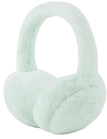 XIAOHAWANG Hiver Cache Oreille Pour Fille Garçon Chaud Peluché Cache-Oreille Pliable Enfant(Vert d'eau)