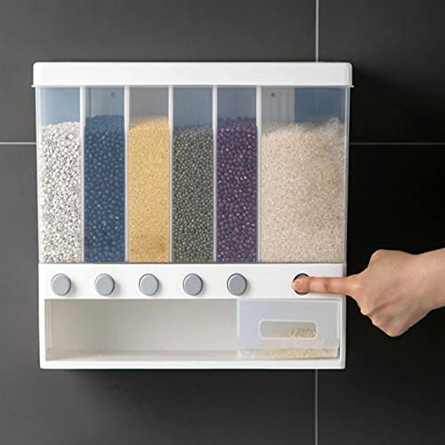 TEmkin Press Dry Food Dispenser Box with lids, Wall Mounted Cereal Dispenser, Household Food Container Organizer, for Candies, Oatmeal, Rice