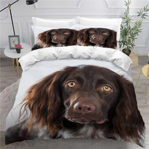 MEVASA Kids Bedding Springer Spaniel Duvet Cover Set - Fluffy Microfiber Hypoallergenic Single Duvet Cover 3 Pieces /135x200