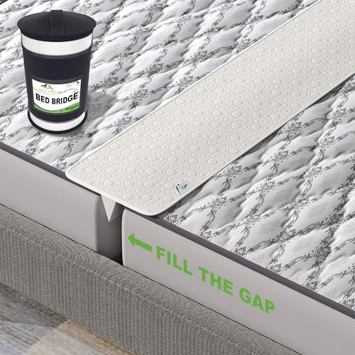 Insieme 12 x77 inch Bed Bridge Twin to King - Split King Gap Filler for Adjustable Bed - Hypoallergenic Fabric - White, Thin and Strapless