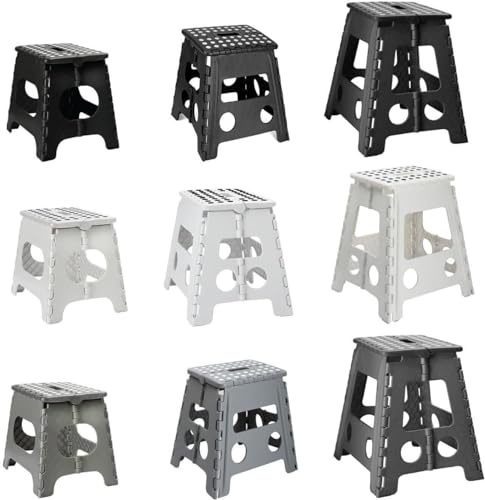 Foldable Step Stool Heavy Duty Multipurpose Portable Antislip Folding Grip Kid Home Bathroom Indoor Outdoor150KG (Grey, 39cm Large)