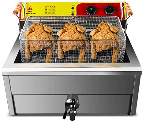 Friggitrice elettrica, friggitrice, friggitrice per trucioli con serbatoio in acciaio inossidabile lucidato per uso domestico e commerciale, friggitrice elettrica di grandi dimensioni (Size : 25L)