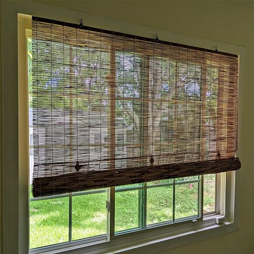 Holz Rollo Bambus Sonnenschutz Jalousien Atmungsaktiv Bambusrollo Bambus Rollo Raffrollo Holzrollo 50 60 70 80 90 110 120 100 130 140 150 160 Rollo Raffrollo für Fenster (Size : 100cm Breit x 200cm H