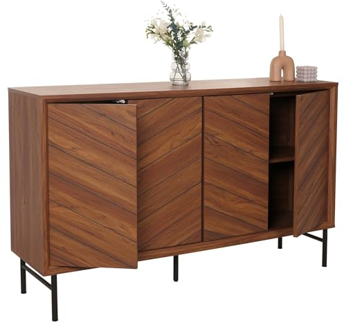 Mendler Sideboard HWC-M50 94x151x40cm - braun | Schrank, Kommode, Highboard, Anrichte