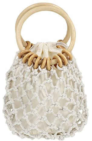 VALICLUD Gewebte Tasche Aus Baumwollseil Kleine Handtasche Für Clutch Mit Kordelzug Strand Clutch Für Shopping Und Ausflüge