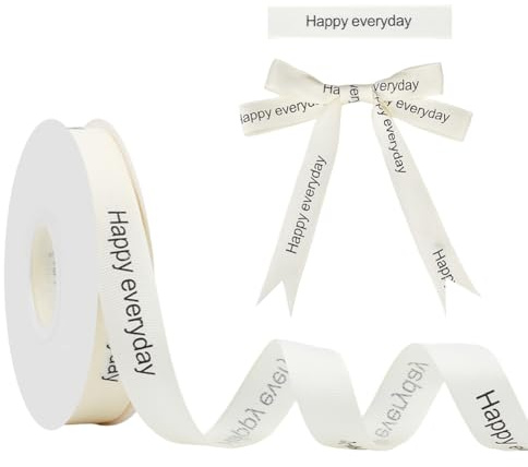NBEADS 35 Yard Wort Bedrucktes Geschenkband, 2cm Breit Happy Everyday Bänder Bastelband Polyester Satinband für Geschenkverpackungen Geburtstag Hochzeit Blumenstrauß