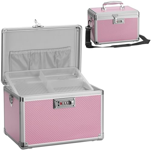 GODLONSEN Medikamenten-Schließfach - Kombinationsschloss Medizinbox, Mittel 28.4 x 19.3 x 19.3 cm, Erste Hilfe Sicher Medikamenten Aufbewahrungsbox für Haus Schule Krankenhaus, Rosa