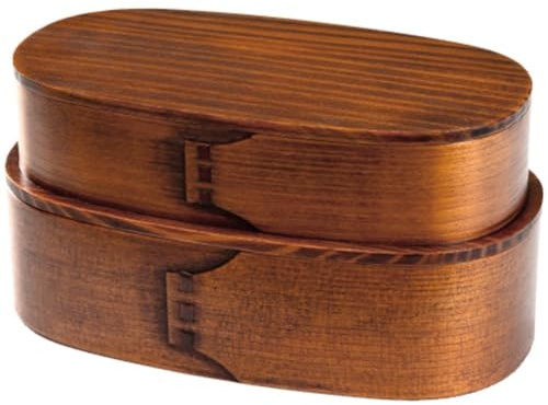 Lpitoy Boîte À Bento en Bois À 2 Niveaux, Boîte À Déjeuner Japonaise, Boîte De Préparation des Repas, Récipient Alimentaire Traditionnel pour, École, Camping