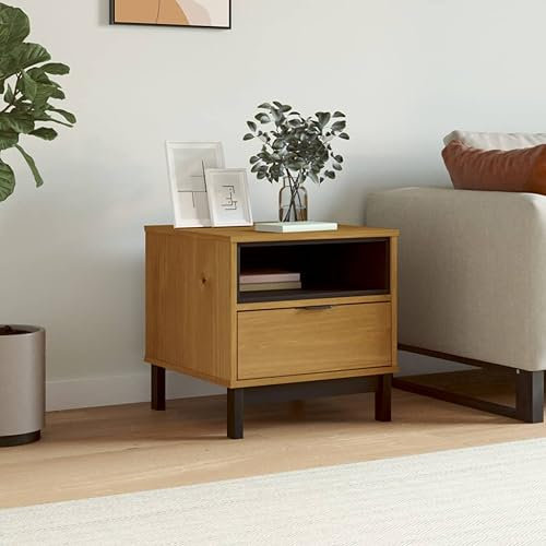 LVHUIDEH Beistelltisch mit 1 Schublade und 1 offenen Fach, Lampentisch, Telefontisch, Sofatisch, fürs Home, Wohnzimmer, Schlafzimmer, Robust und Langlebig, 50 x 50 x 50 cm Massivholz Kiefer