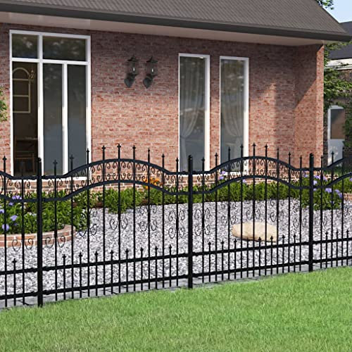 hasengitter,drahtzaun,Gartenzaun mit Speerspitzen Schwarz 140 cm StahlGeeignet für Gärten, Zäune, Ästhetik