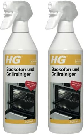 HG Backofen und Grillreiniger, kräfitger Ofenreiniger entfernt eingebrannte Speisen und eingebranntes Fett und wirkt super schnell, (500 ml) - 138050105 (Packung mit 2)