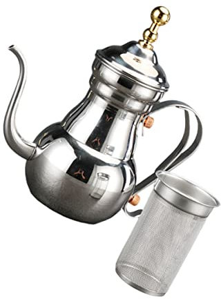 OFFSCH Tetera Árabe de Acero Inoxidable con Largo para Café Tetera de Goteo Manual de 0 7 L Color Plateado
