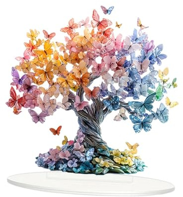 Butterfly Lucky Tree Table Ornament 2D Decor Collection Accessory Desktop Decoration