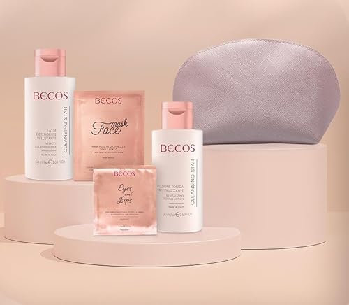 Becos Essential Beauty Face Set - Latte Detergente 50ml + Lozione Tonica 50ml + Maschera Viso&Collo + Patch Occhi&Labbra