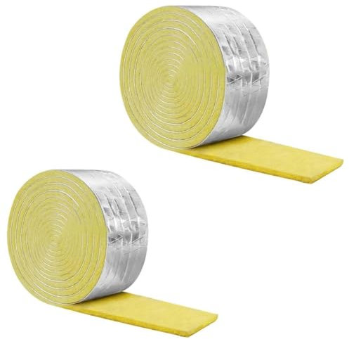 2 x 10m Roll of Glass Wool Felt Insulation for Sound Absorption and Heat Retention, Aluminium Foil, Glass Wool Felt Strip, Felt Roll